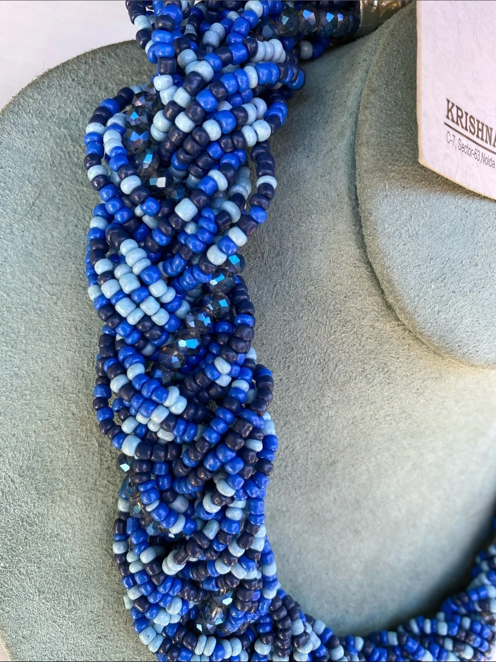 Krishna Beads KBI Industries Blue Beaded Braided Necklace